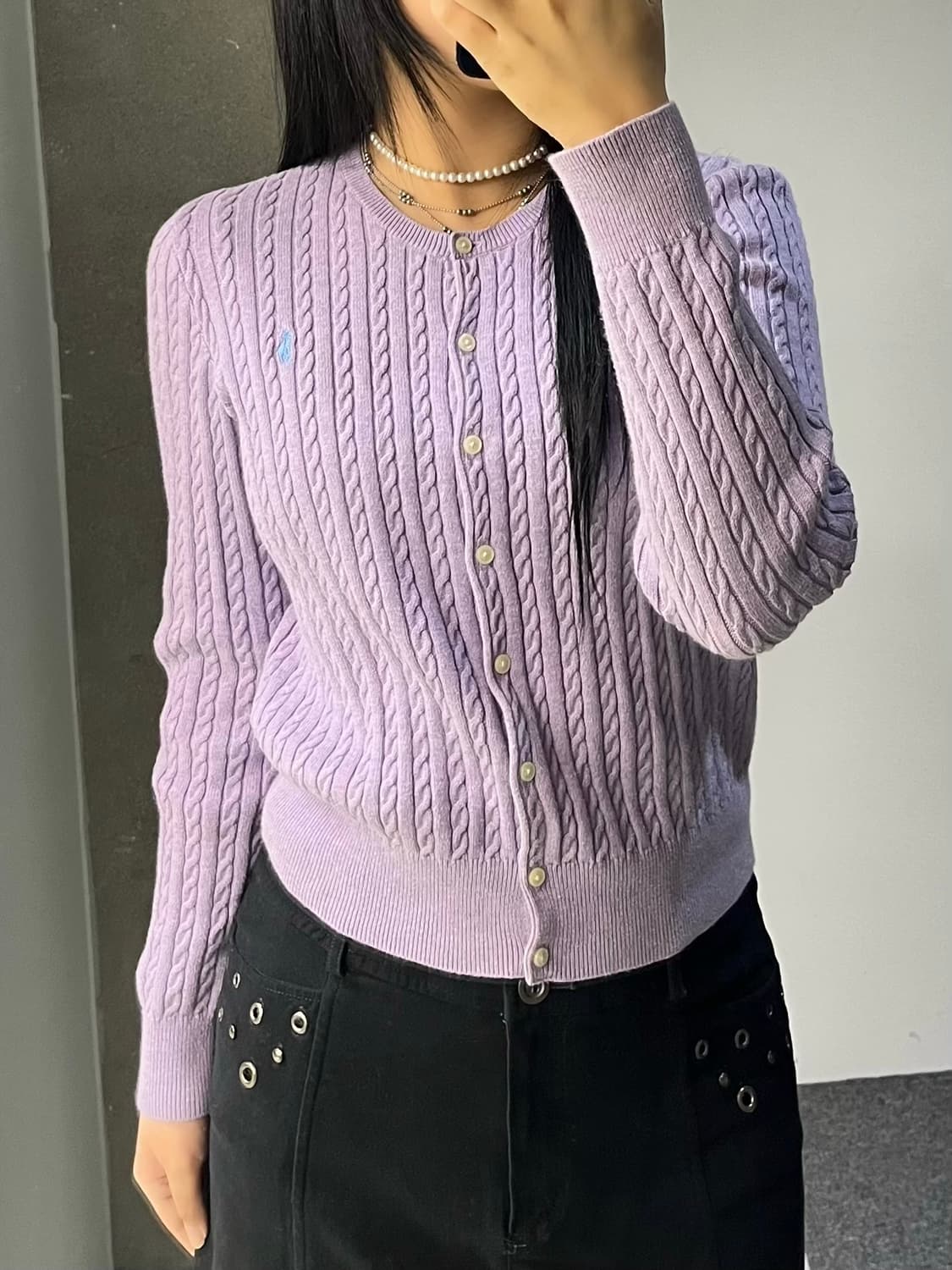 폴로 랄프 로렌 라벤더 케이블 가디건 상품이미지1