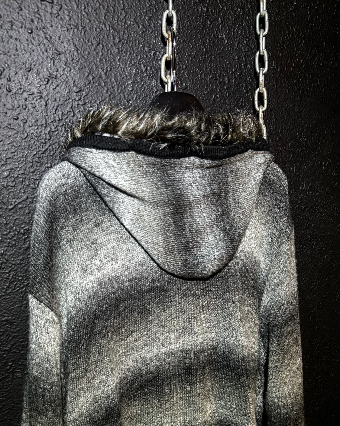 Print Knit Zip Fur Hoodie 상품이미지6