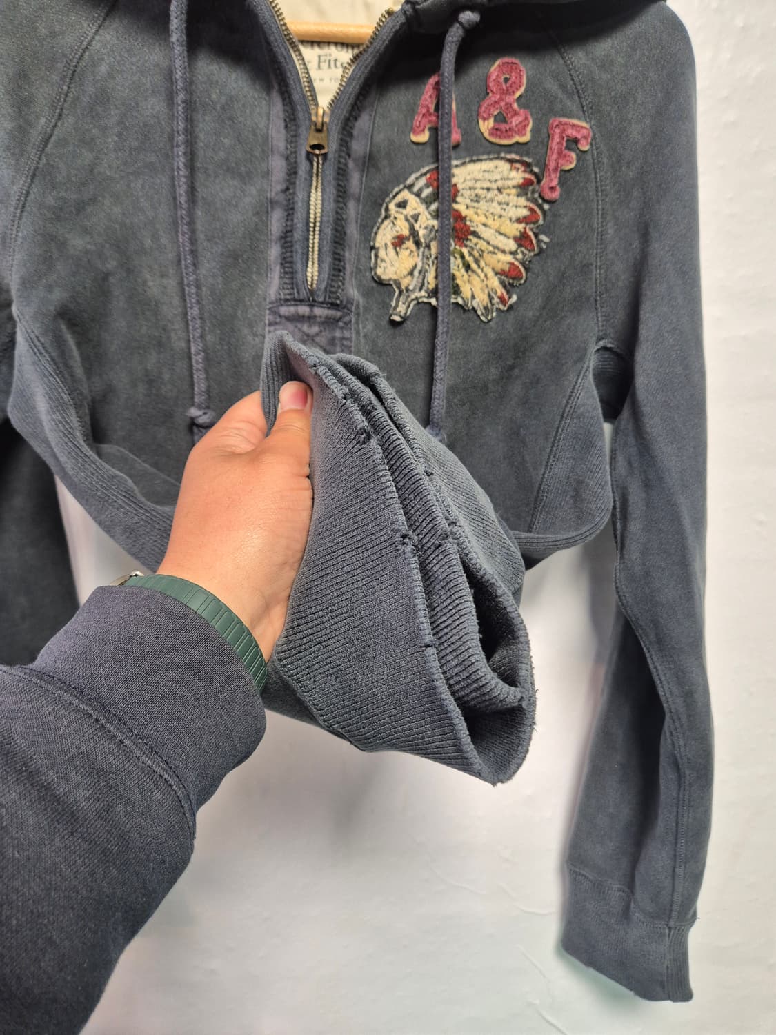 90 아베크롬비 Y2K 올드스쿨 인디언자수 반집업후드티 S사이즈 상품이미지9