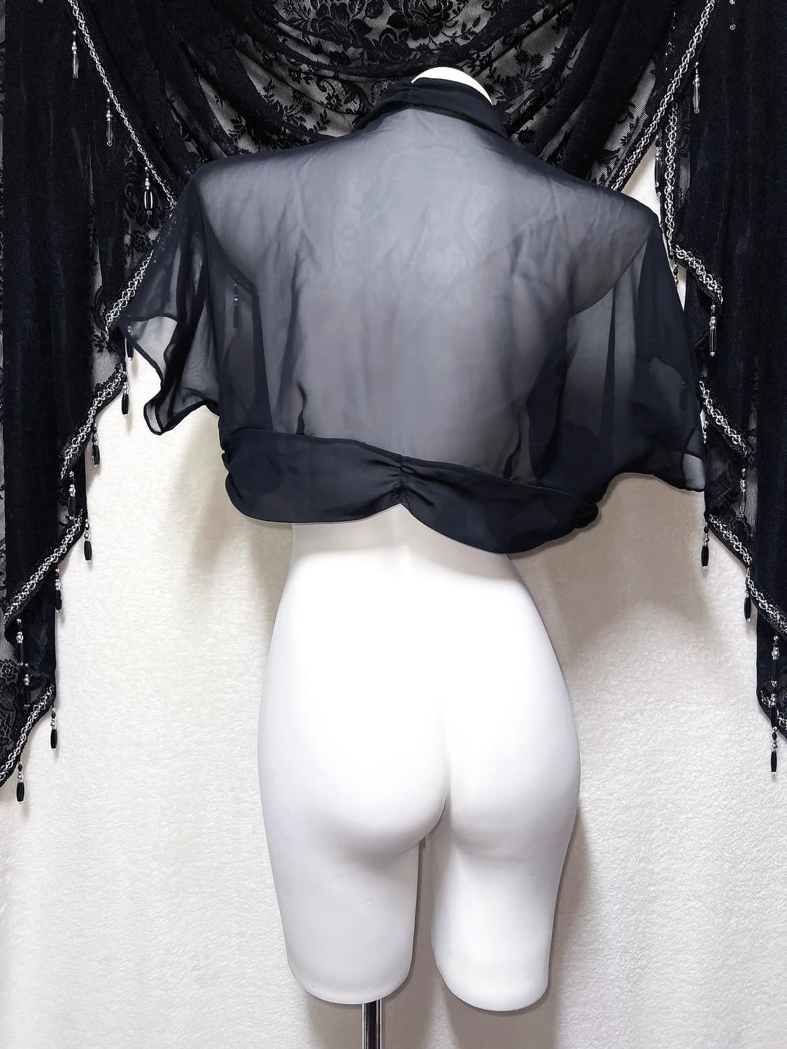 로맨틱고딕 고스로리 펑크 갸루 시스루 쉬폰볼레로 가디건 리본장식 페어리 상품이미지7