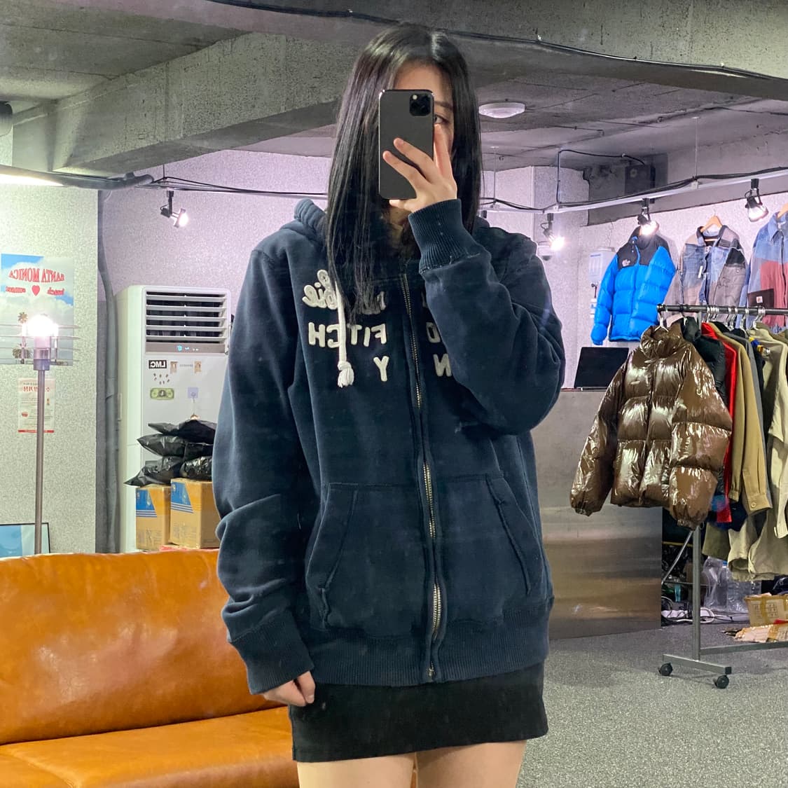 아베크롬비 스펠로고 네이비 후드집업 B4111 상품이미지1