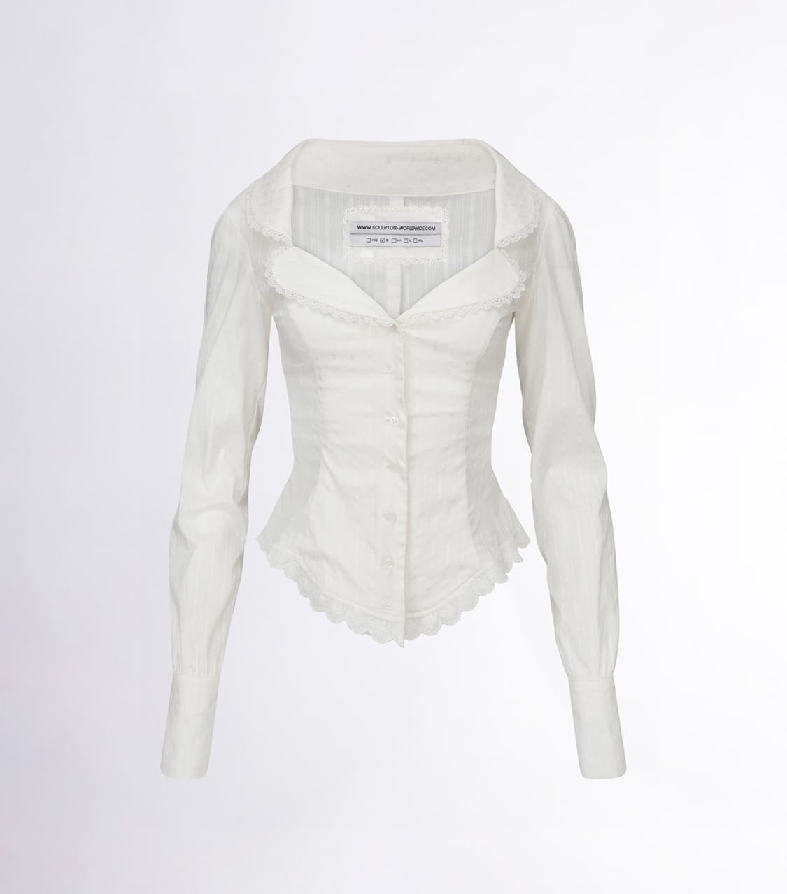 Clover Leaf Neck Blouse Ivory (s) 제니착용 상품이미지1