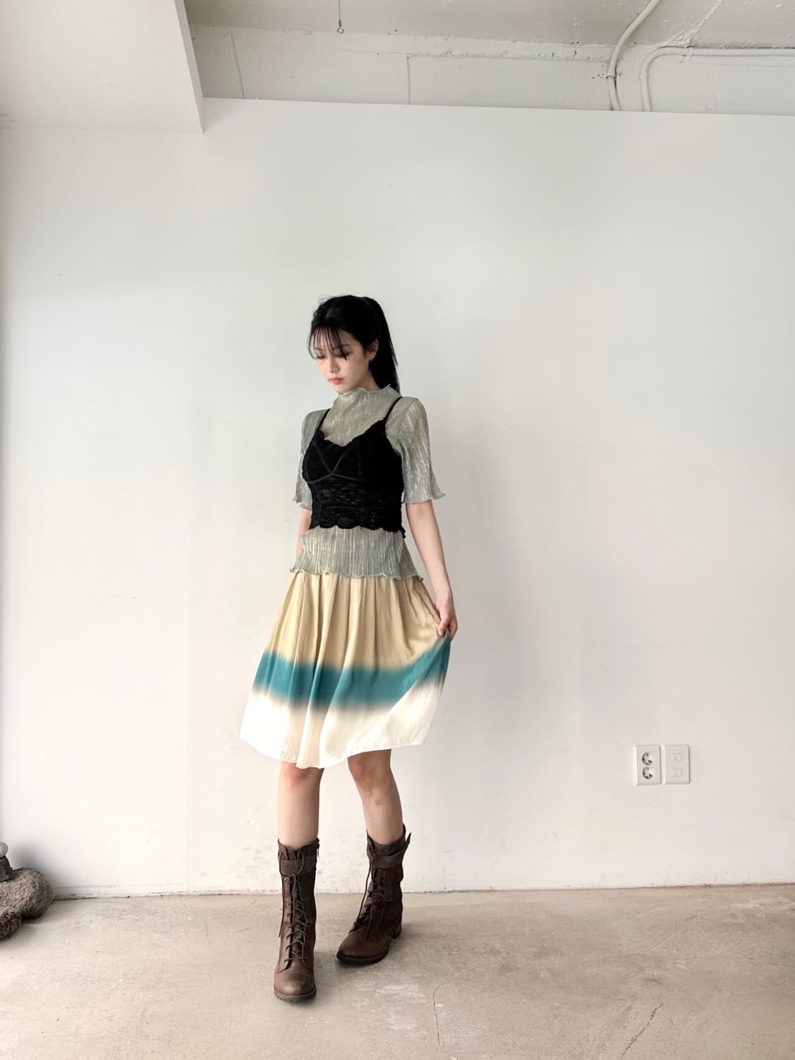 Hologram fairy pleats top / mint 상품이미지6