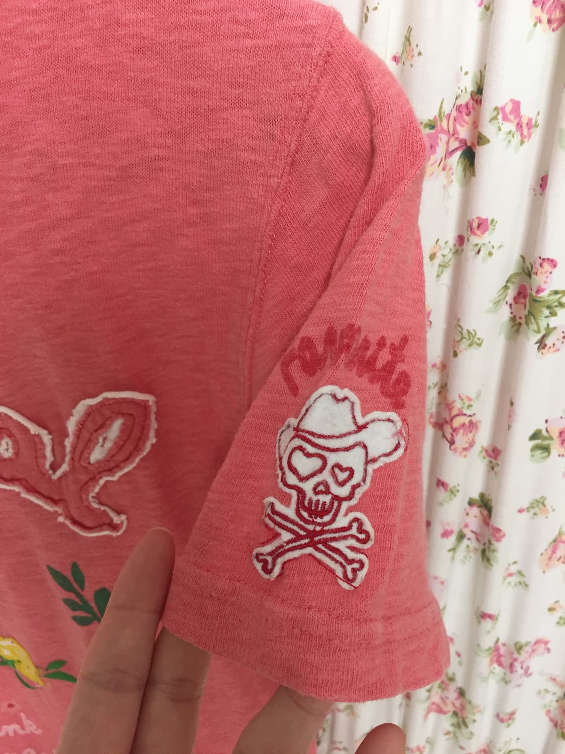 빈티지 해골 자수 반팔 상품이미지4