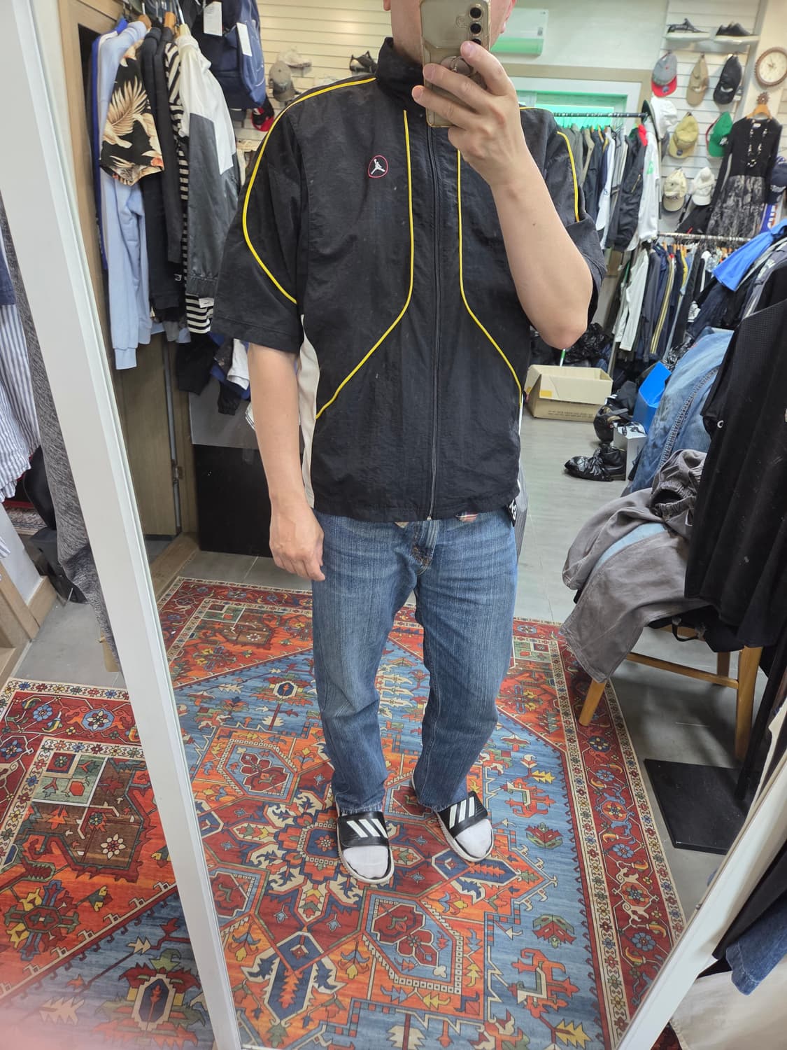 조던 90s 올드스쿨 점프맨 자수로고 메쉬 우븐집업 반팔자켓 m L 상품이미지8