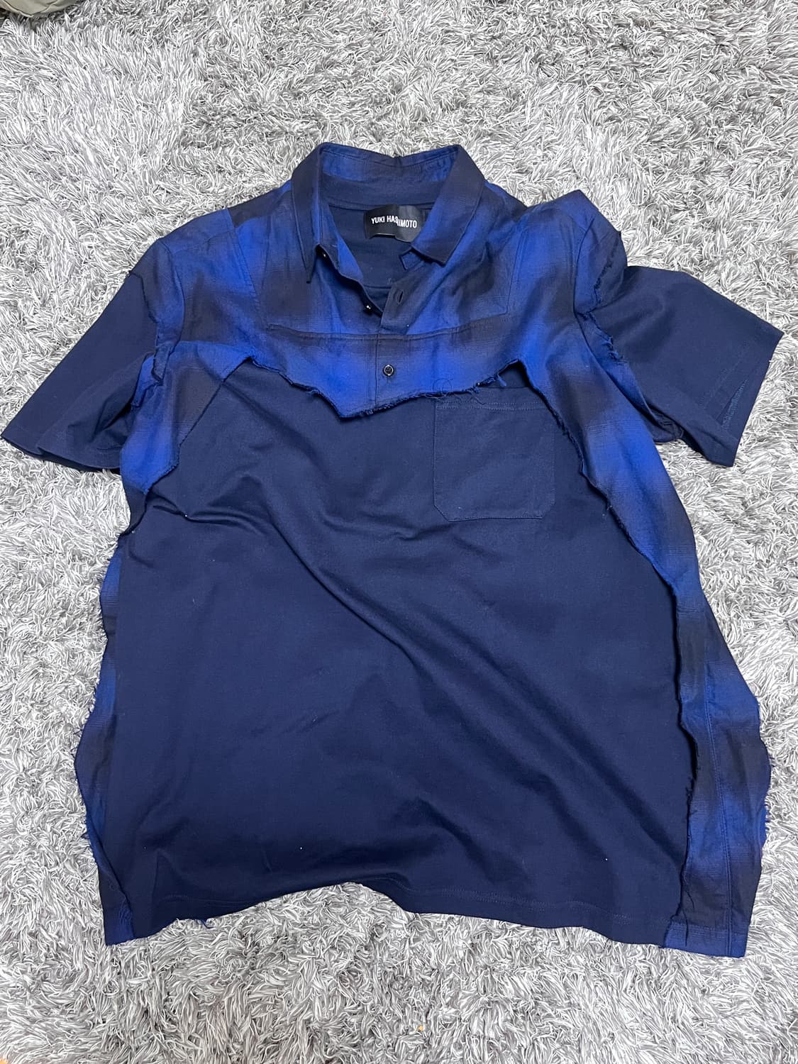 Yuki Hashimoto 체크 패턴 레이어드 반팔 상품이미지5