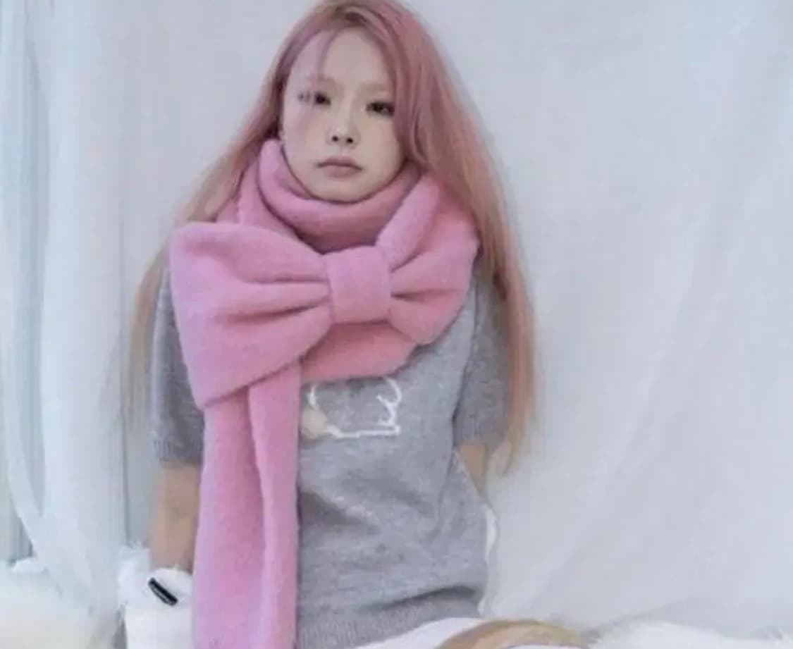 핀쿠노마루 인디언핑크 리본 머플러 상품이미지1