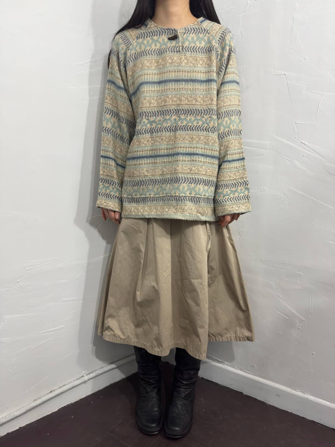 humanwomen beige pleats wrap skirt 상품이미지5