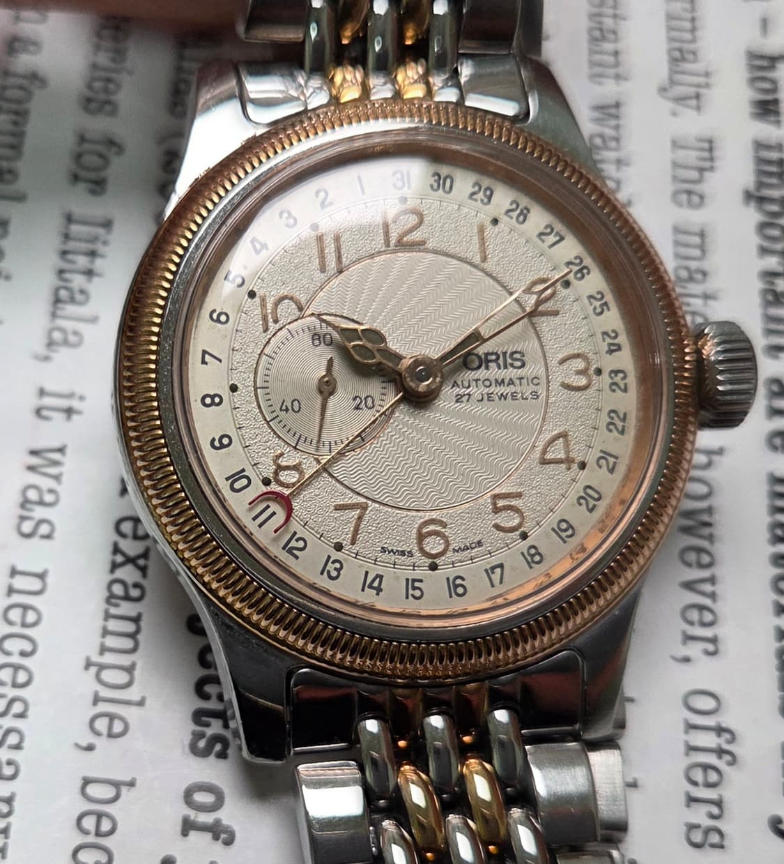 레어] 빈티지 오리스 빅크라운 포인터데이트 스몰세컨즈 코인베젤 브슬 ve 상품이미지1
