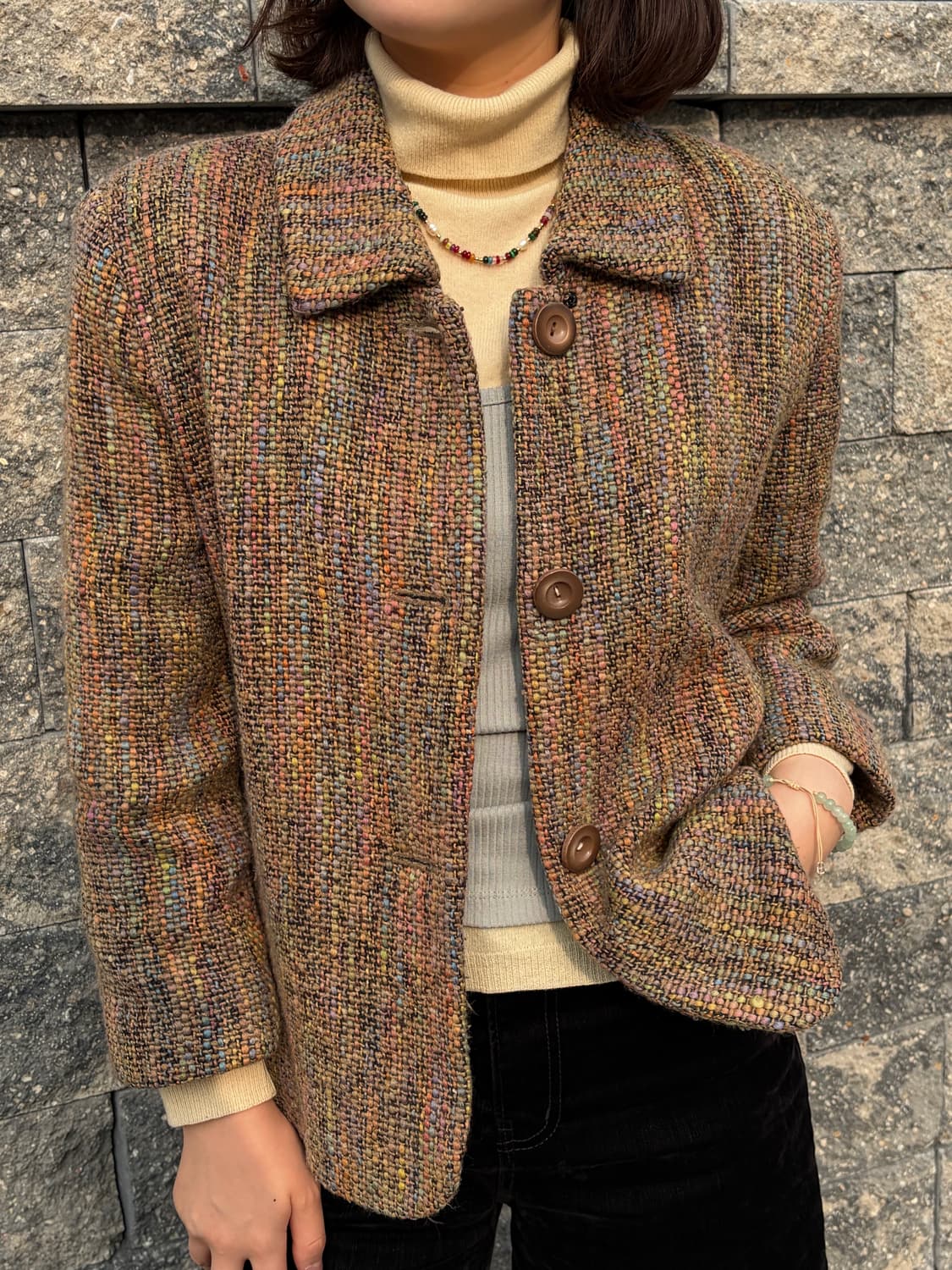 [울70%] 컬러믹스 빈티지 울 자켓 상품이미지8