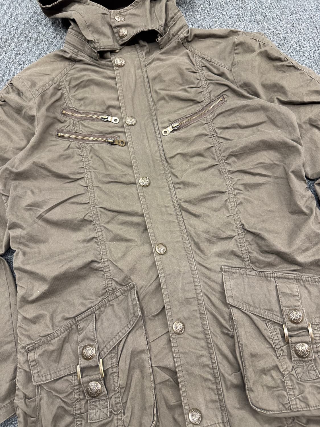 L)cornflake 빈티지 Y2K 올리브 셔링 야상 자켓 상품이미지2