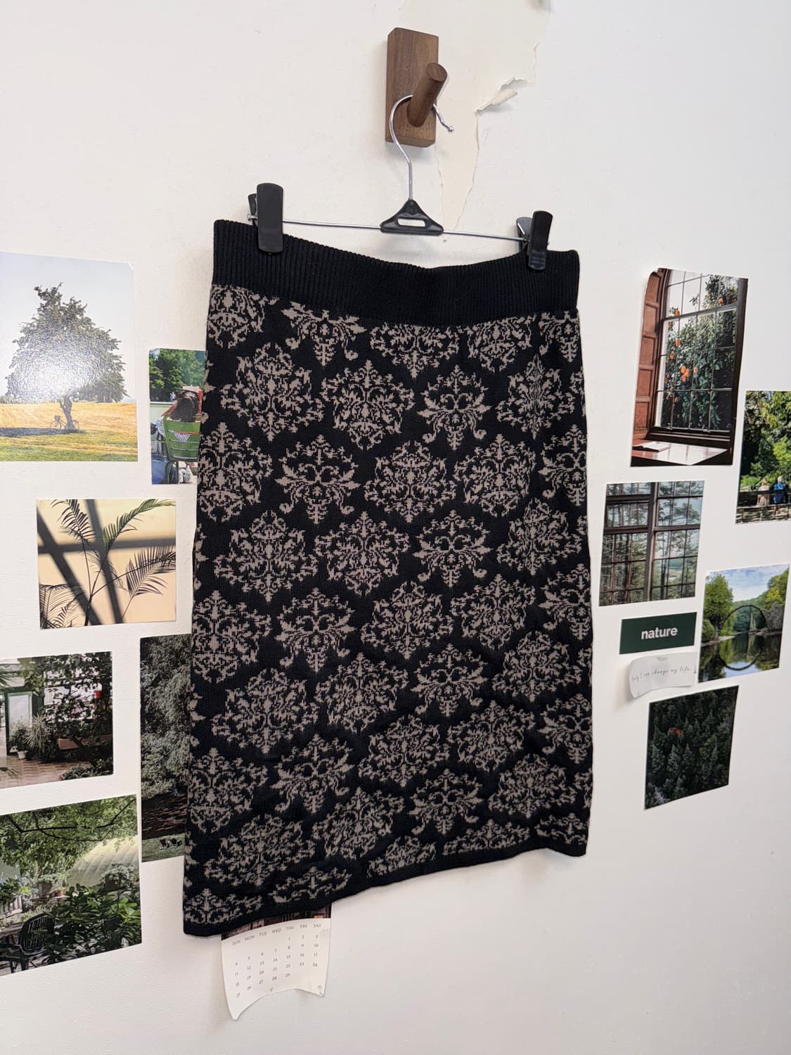 Black oriental pattern knit skirt 상품이미지2