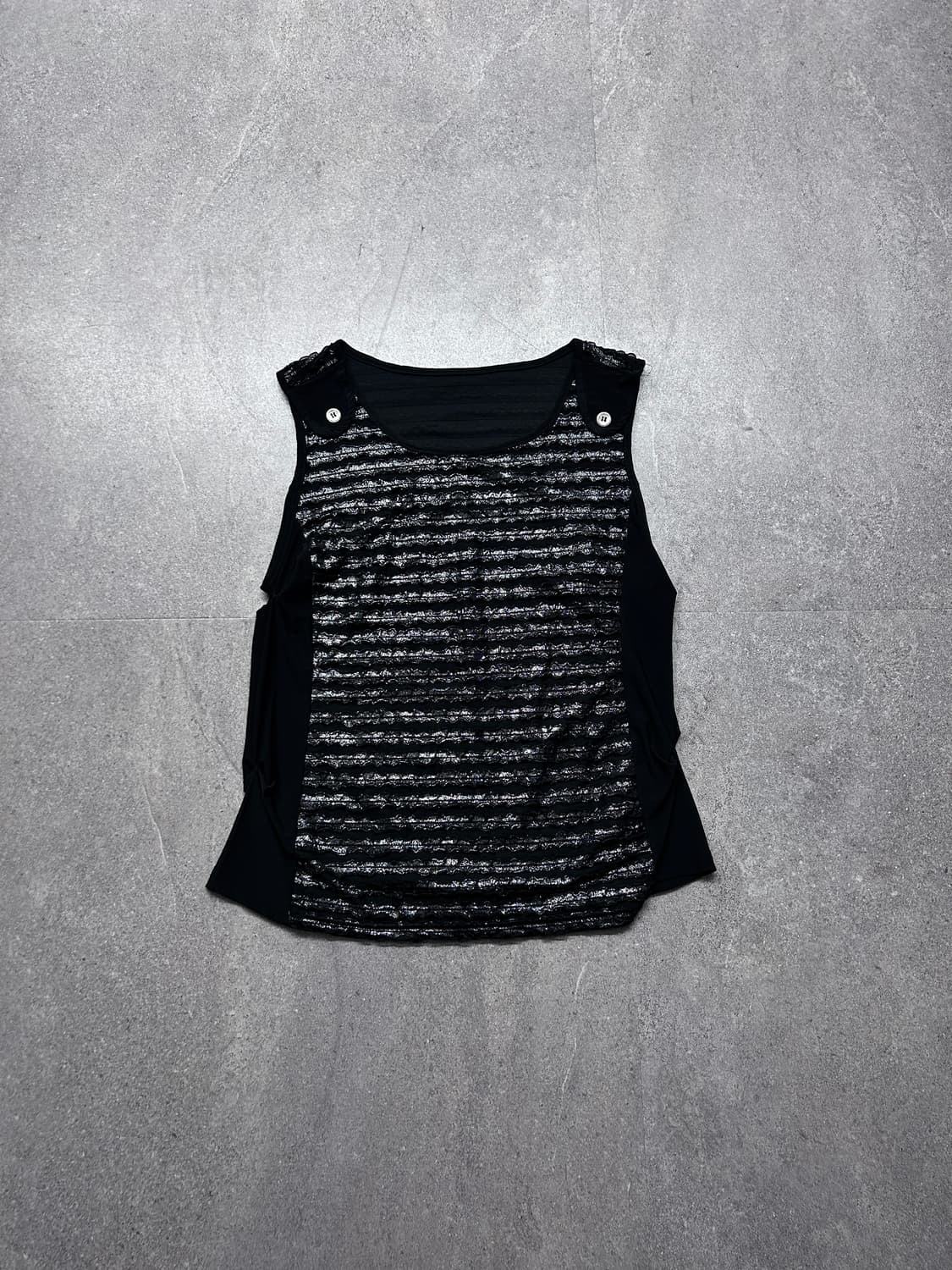 Button Point Glitter Shirring Sleeveless 상품이미지5