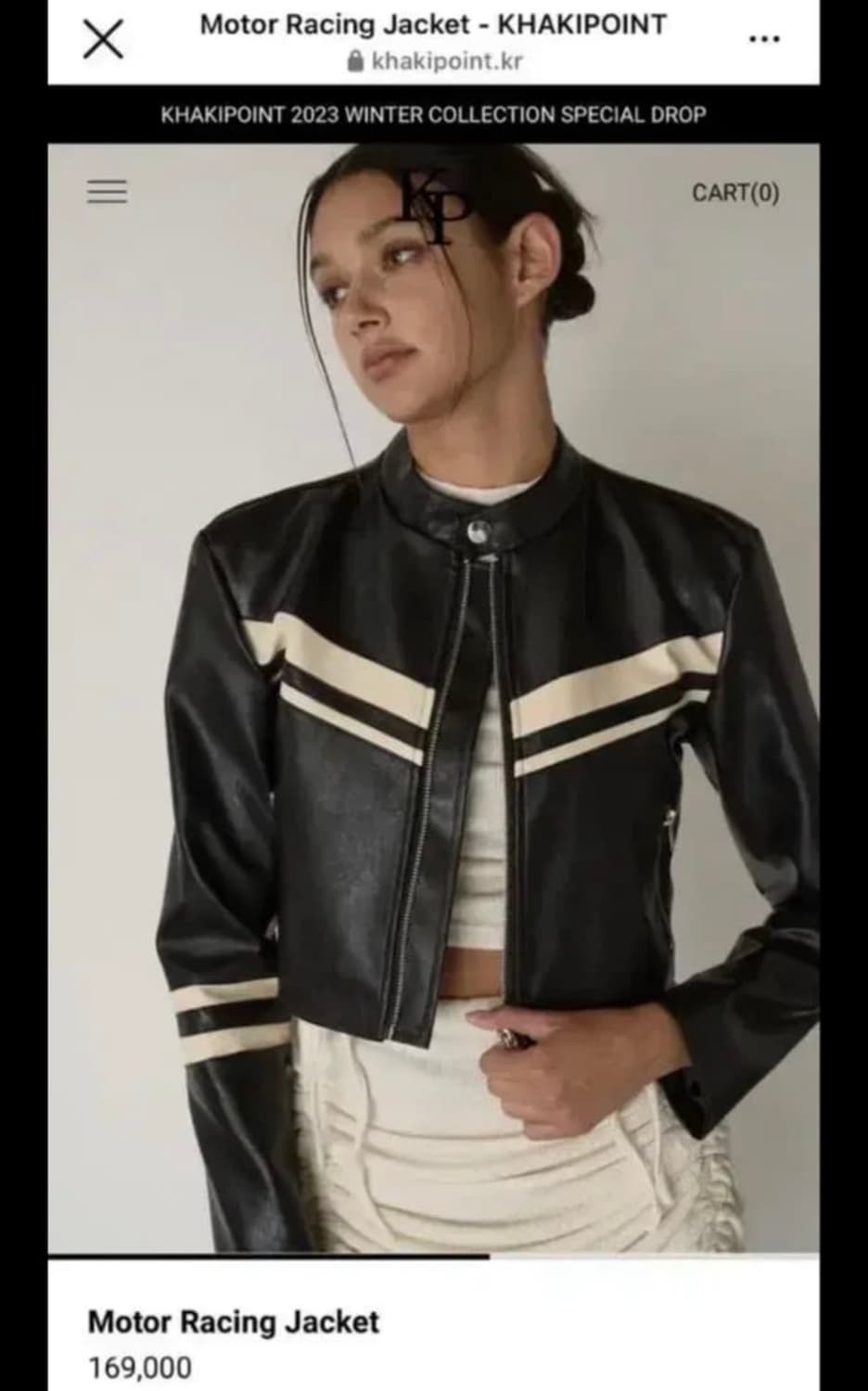카키포인트 모터 레이싱 레더 자켓 블랙 상품이미지4