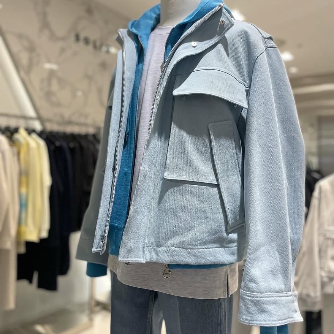 솔리드옴므 23ss 블루 멀티 포켓 데님 쉘파카 자켓 48사이즈 상품이미지9