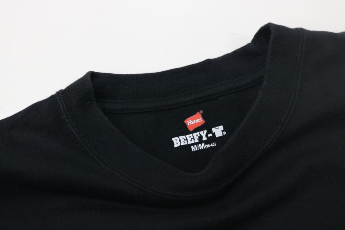 Hanes 헤인즈 비피 BEEFY-T 불소 자수 블랙 반팔 티셔츠 (M) 상품이미지4