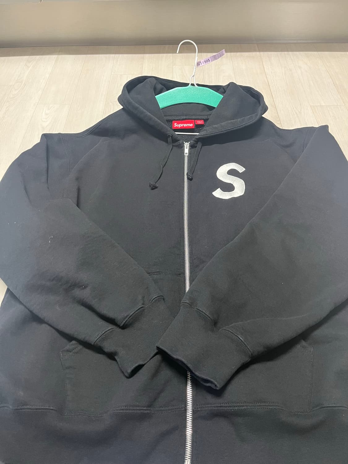 슈프림 S 로고 집업 후드 스웨트셔츠 블랙 - 24FW 상품이미지1