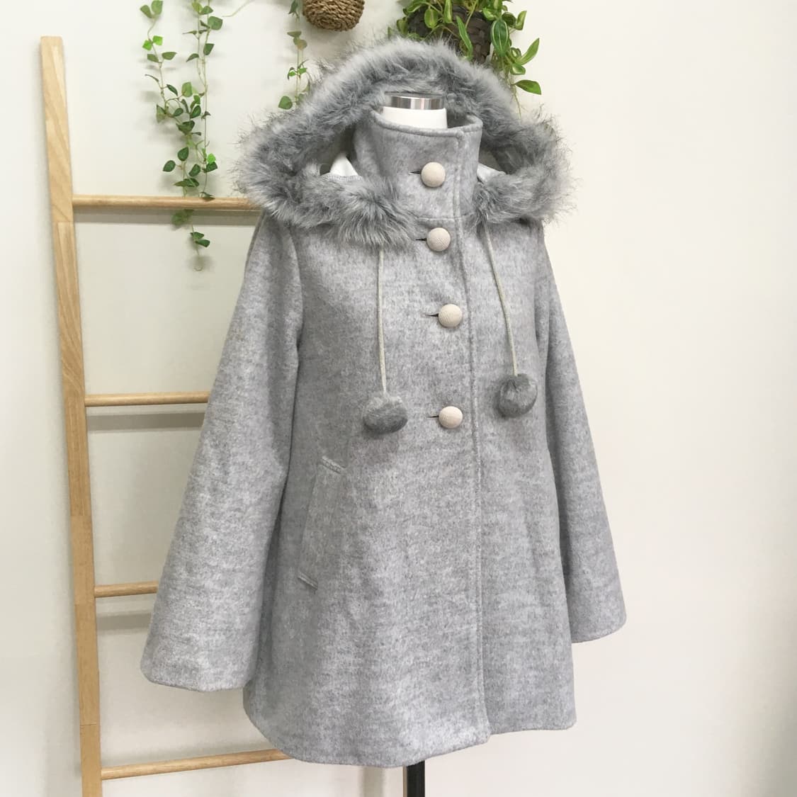 JPN/ 후드코트 모리걸후드코트 폼폼이코트 모리룩 후드퍼코트 케이프코트  상품이미지2