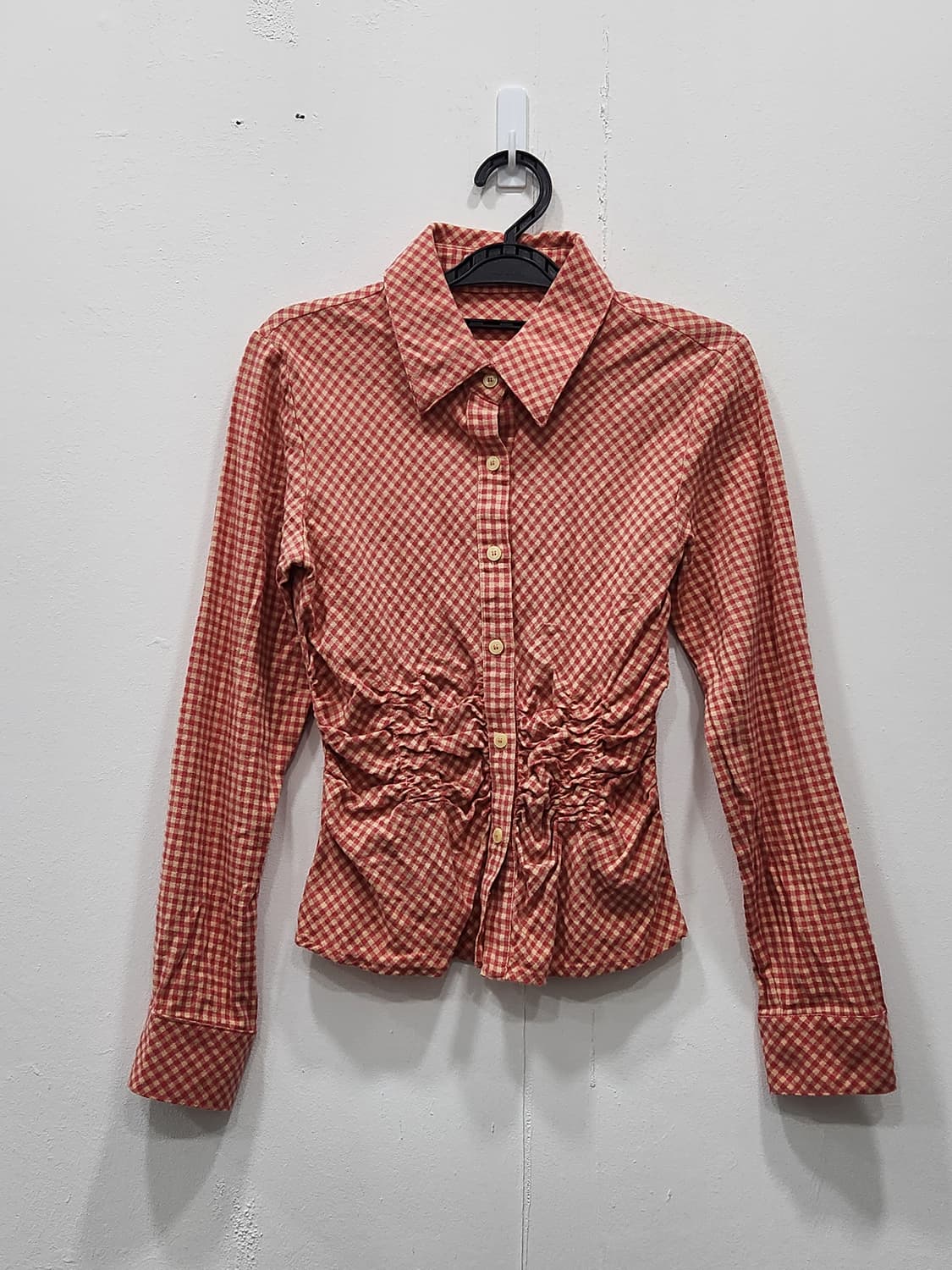 [XXS] 마가린핑거스 깅엄체크 셔링 셔츠 상품이미지3