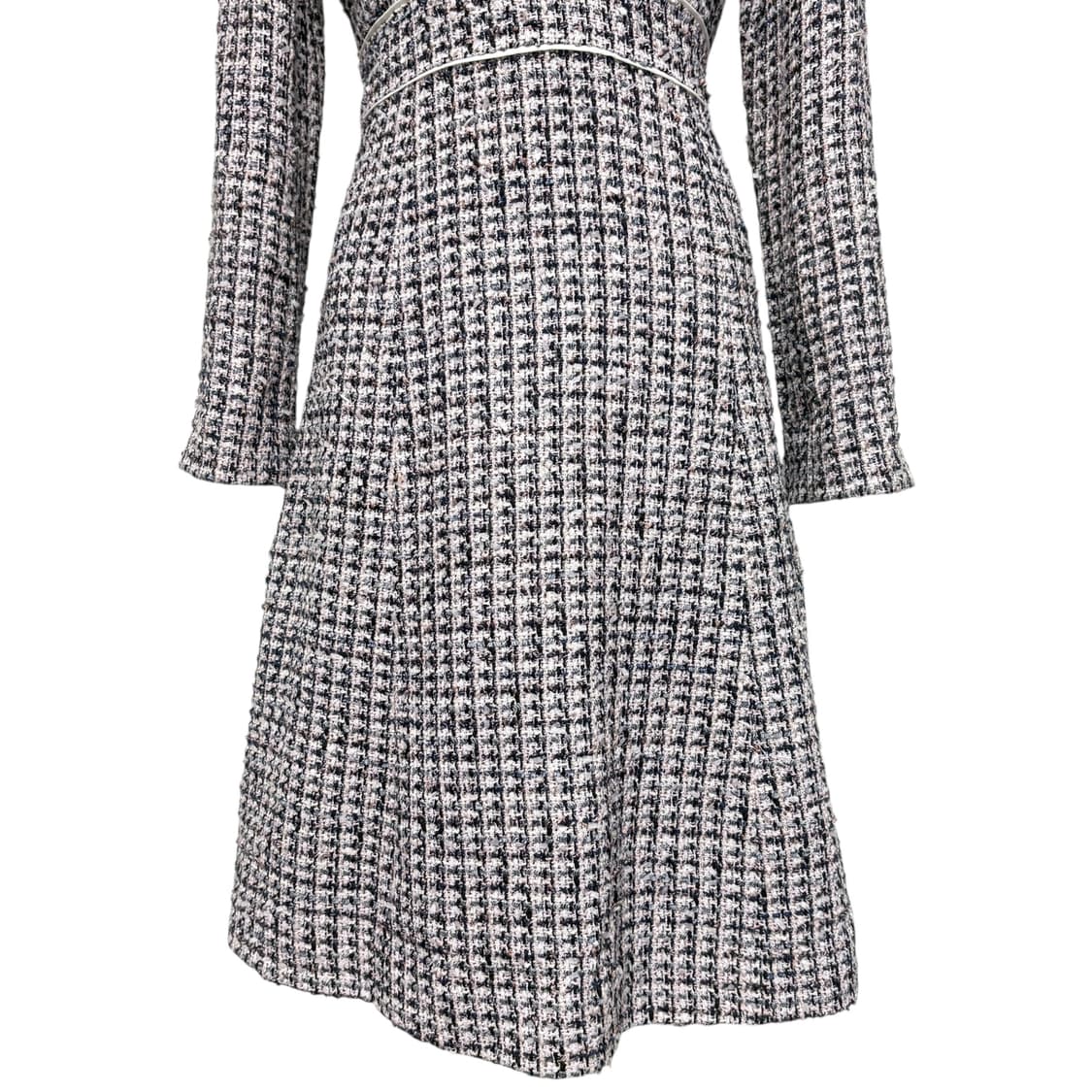 3844 핑크 하객룩 카라 긴팔 트위드원피스 상품이미지3