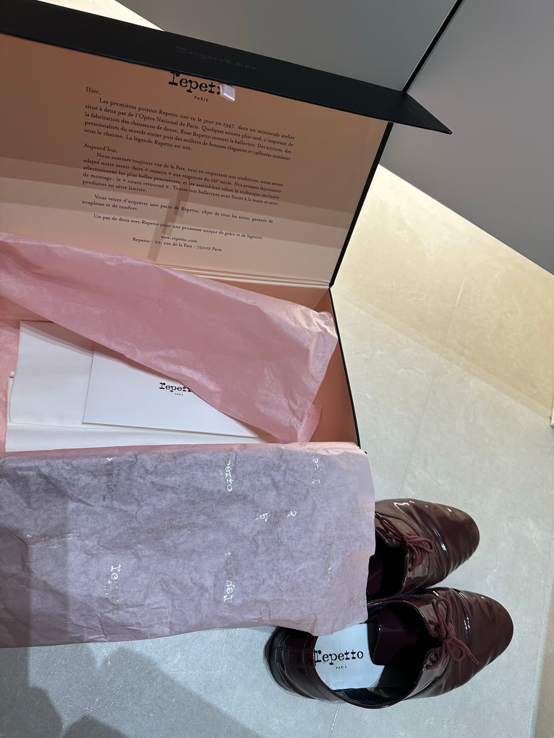 레페토 에나멜 옥스포드 슈즈 (버건디 / 박스, 더스트 포함) 상품이미지7