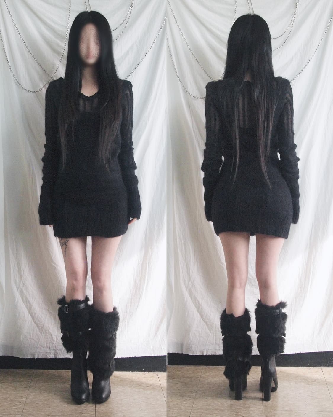 알렉산더 맥퀸 초기 그라데이션 시스루 니트 원피스 상품이미지2