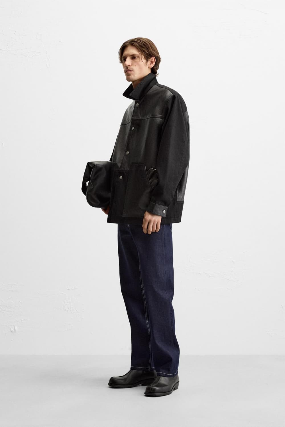 ZARA - 레더 데님 믹스 자켓 상품이미지4