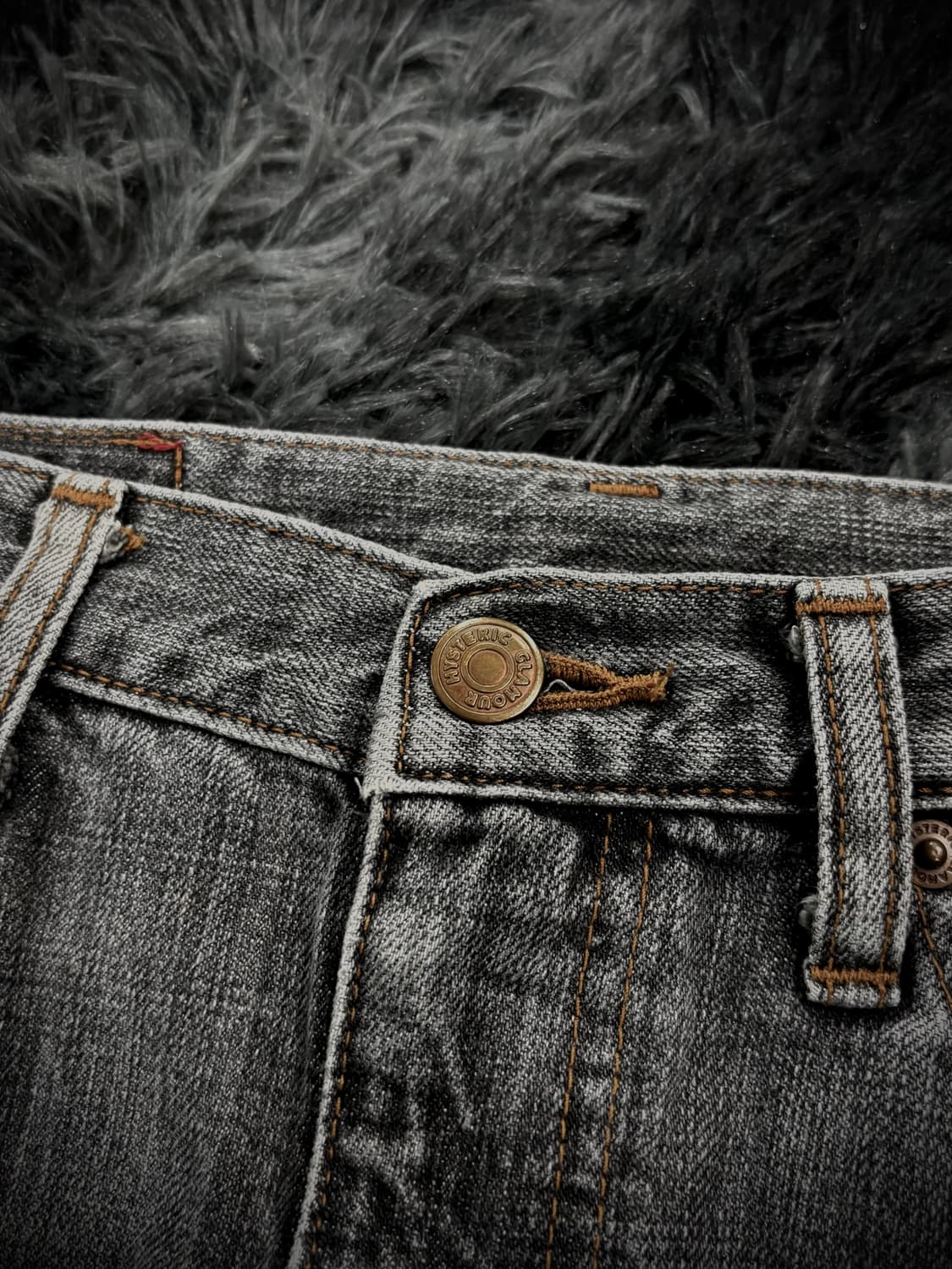 Hysteric Glamour 언발 피크 자수 흑청 데님숏스커트 상품이미지6