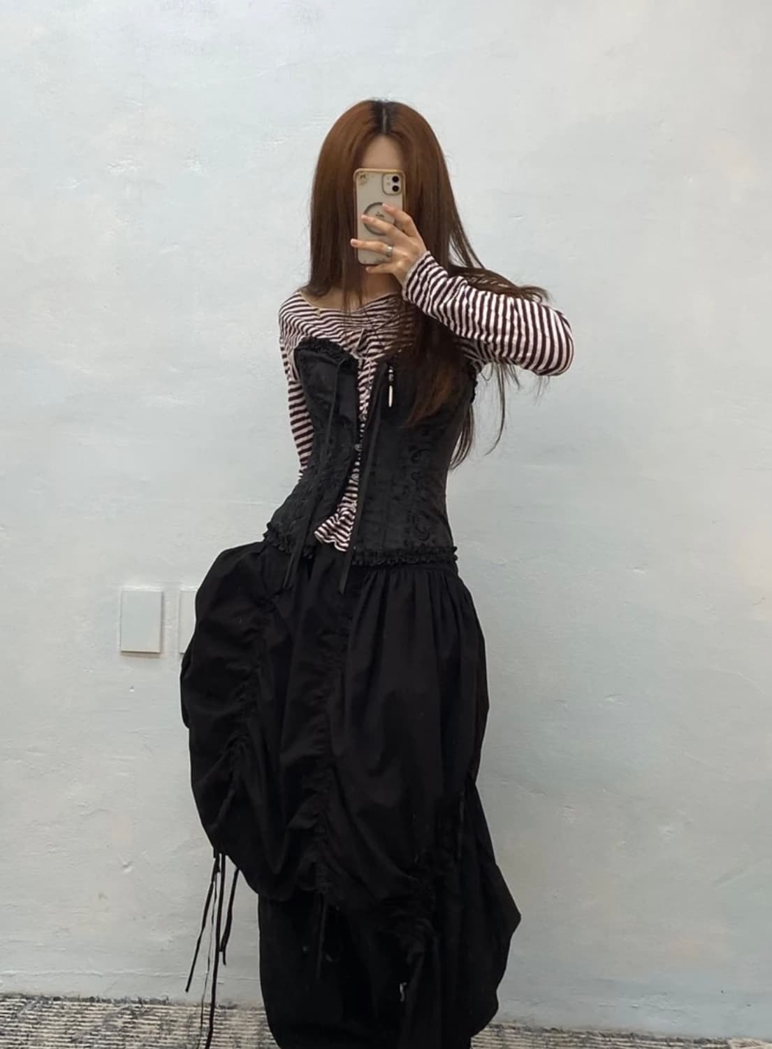 Black asymmetric balloon skirt# 상품이미지1