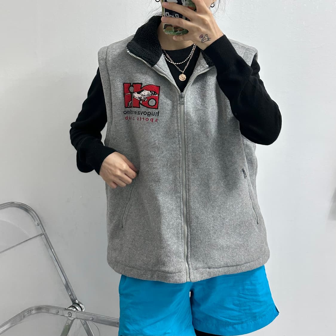 휴고 발렌티노 플리스 조끼 후리스 집업 상품이미지3