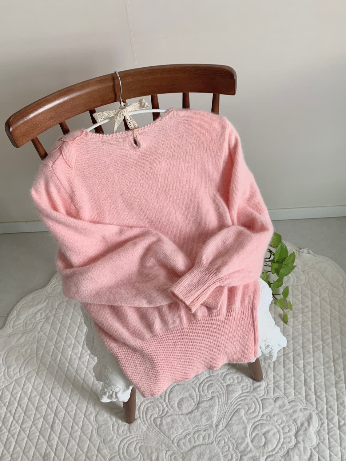 울90 핑크 패치 니트 상품이미지6