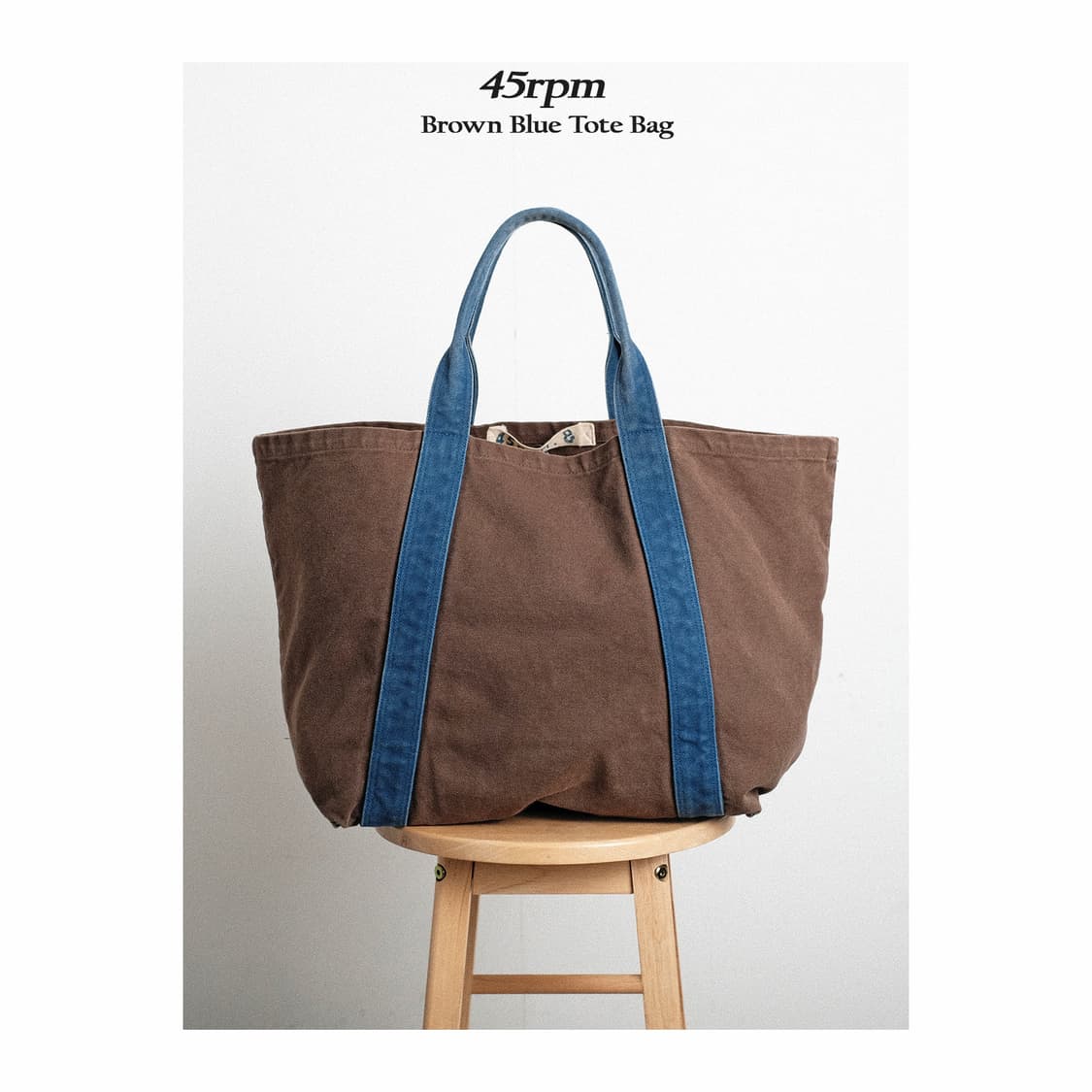 45rpm 브라운/블루 캔버스 토트백 상품이미지1