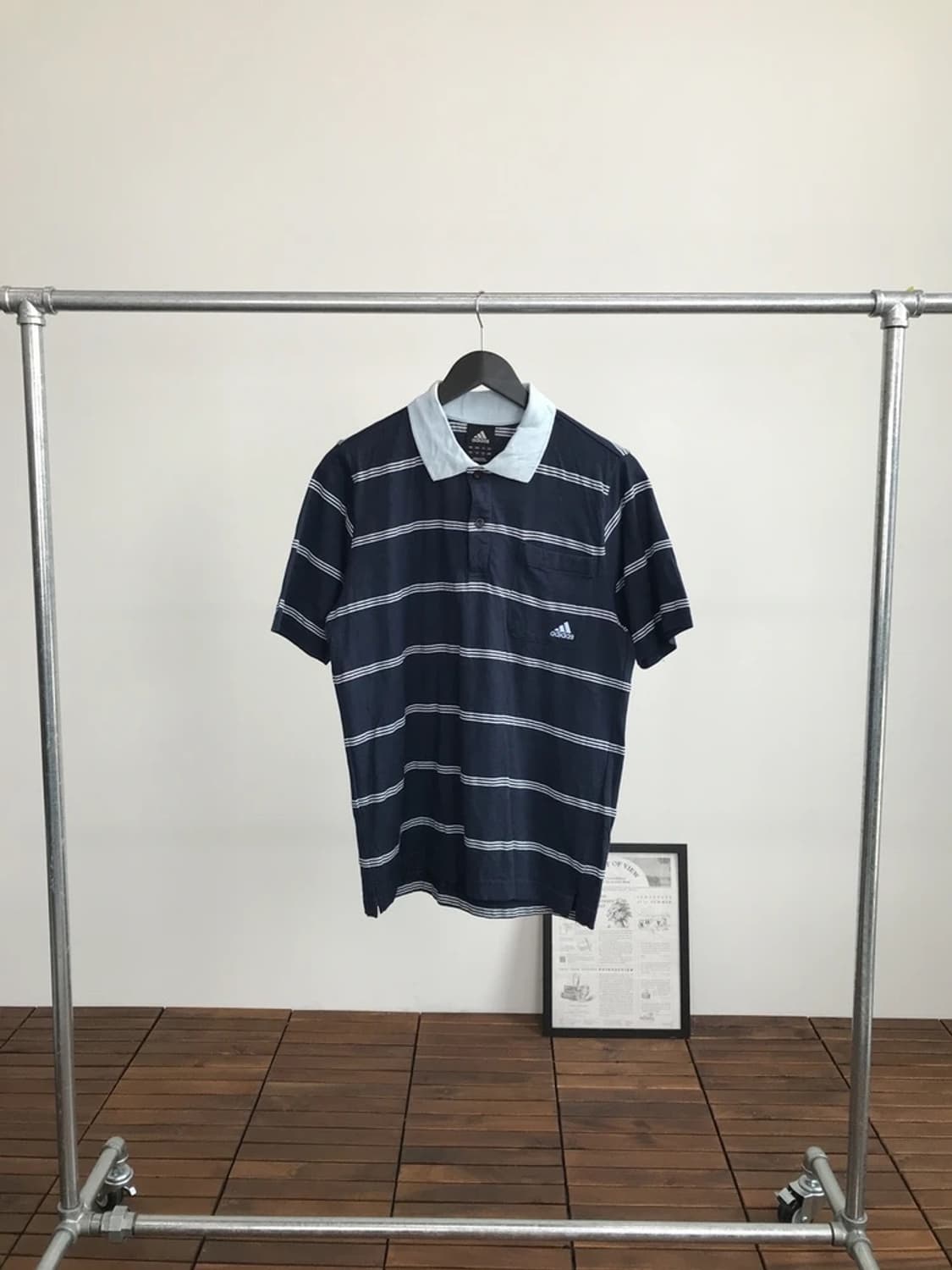Adidas Navy Stripe Polo Shirt Classic 상품이미지3