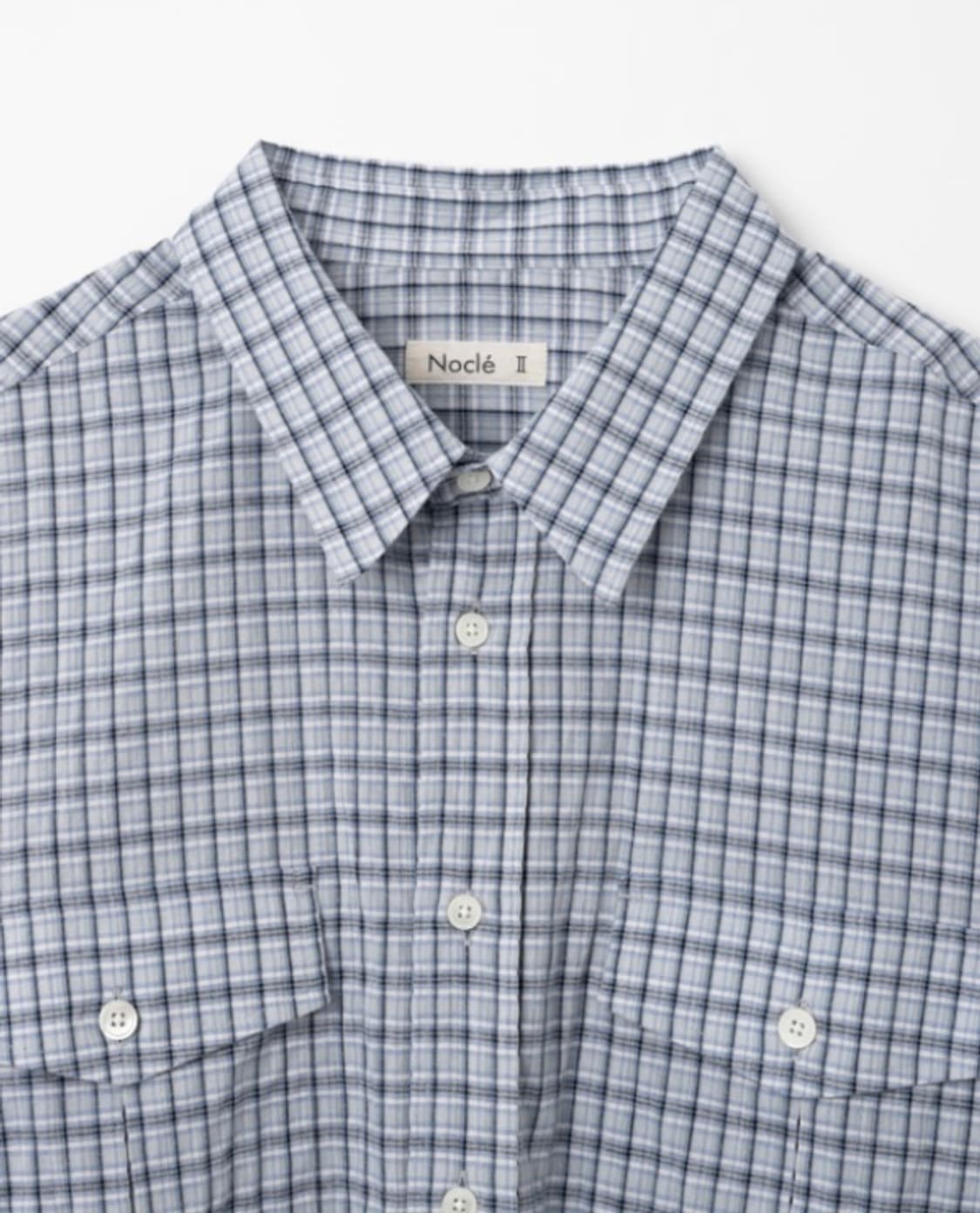 [판매] 노클(Noclé) 체크 워크 셔츠 블루 (3사이즈, 1회 착용) 상품이미지4