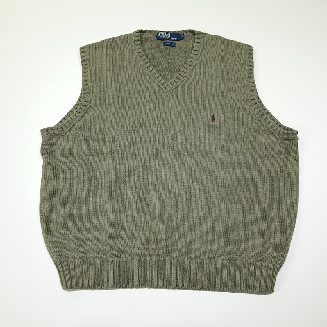 CL025 폴로 코튼 90s홍콩판 버건디포니 올리브 니트 베스트 상품이미지1