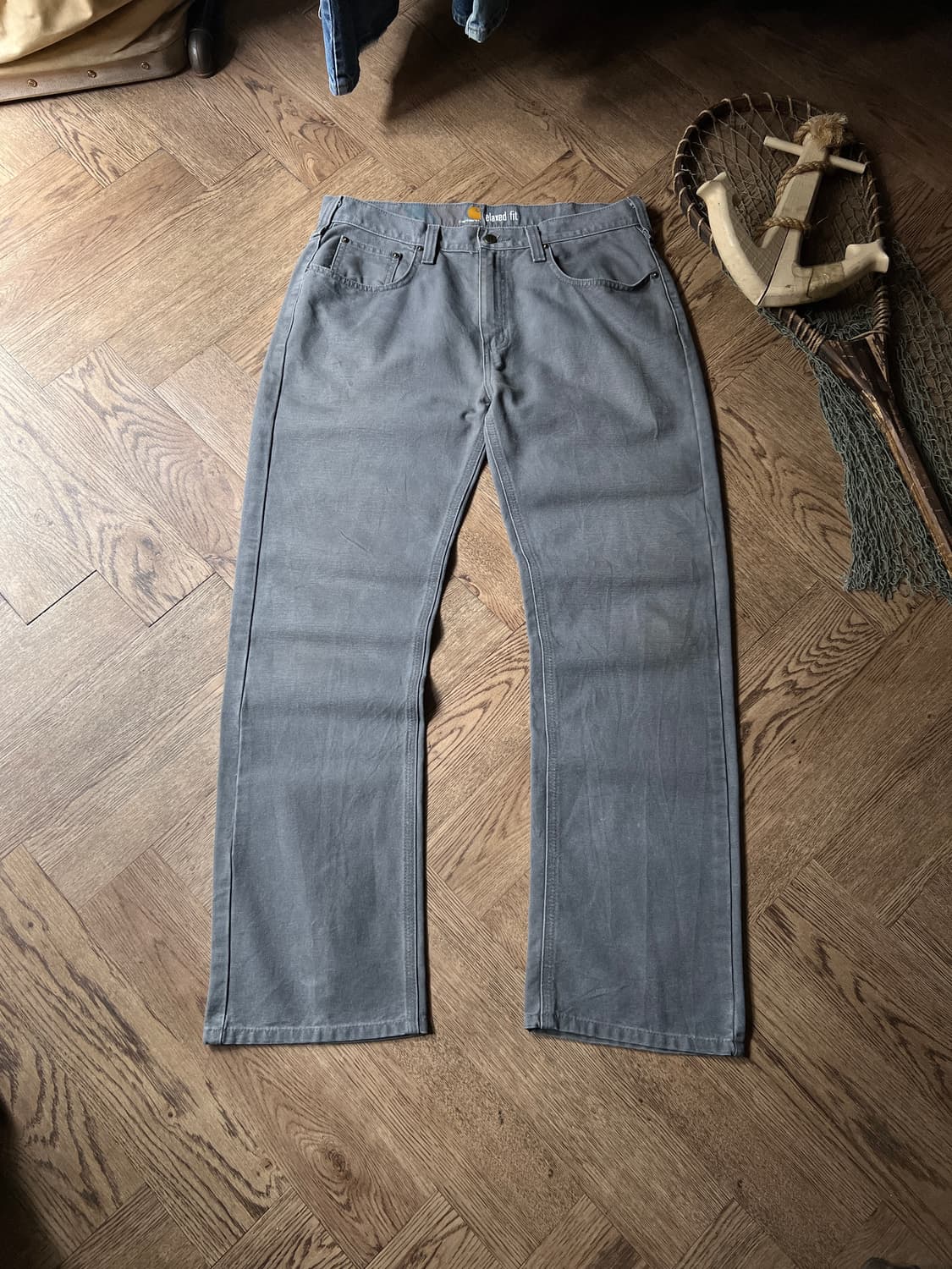 [34]칼하트 USA 릴렉스핏 차콜그레이 캔버스 워크 팬츠 상품이미지2