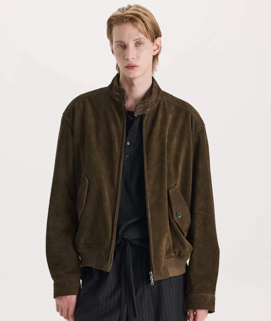 커넥트킨록 스웨이드 해링턴 자켓 라이트 카키 s 상품이미지1