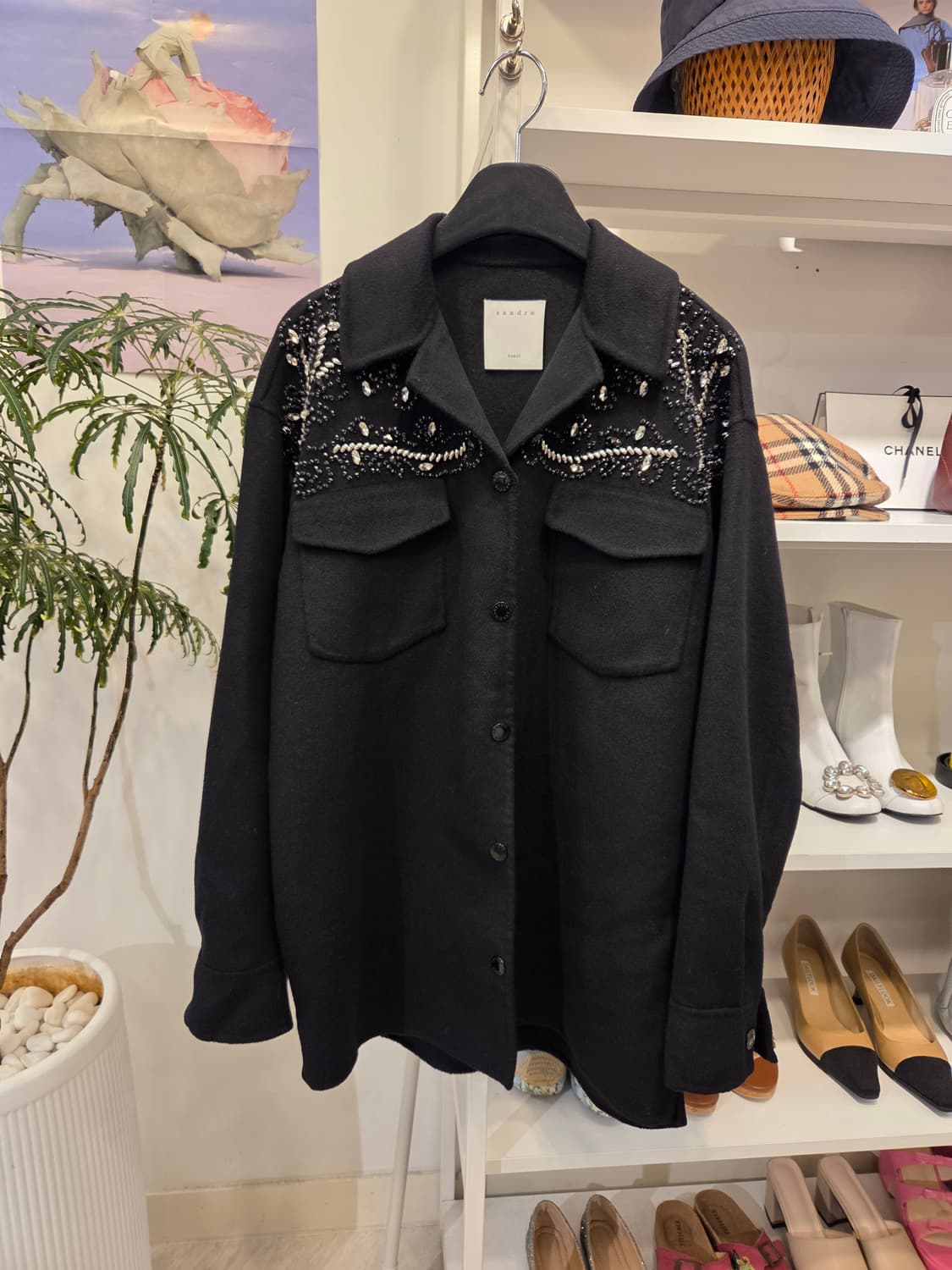 Sandro 산드로 비즈 울 오버핏 셔츠 자켓 상품이미지1