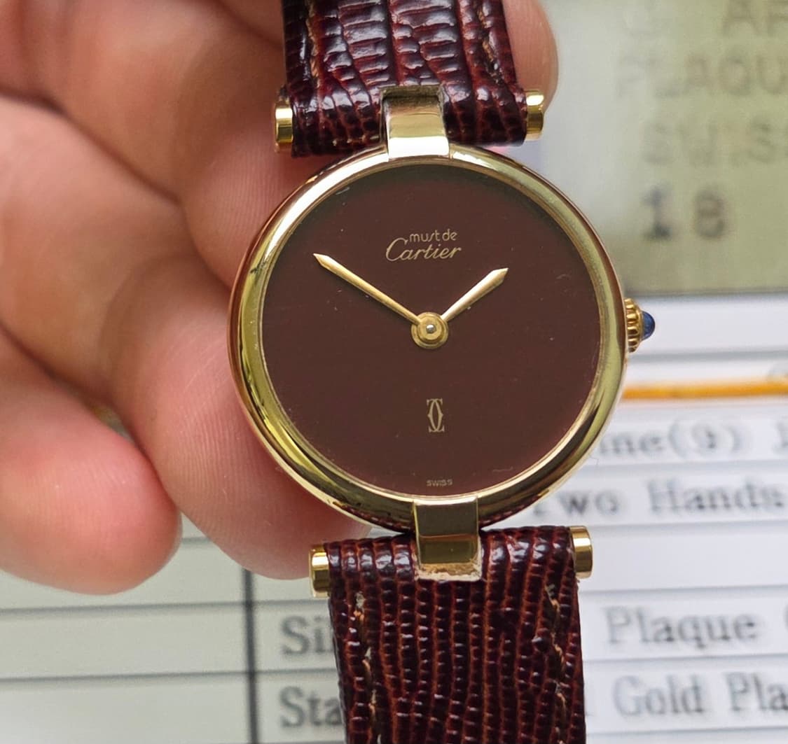 빈티지 까르띠에 머스트드 방돔 화이트로만 블루핸즈 여성용 (감정서 포함) 상품이미지1