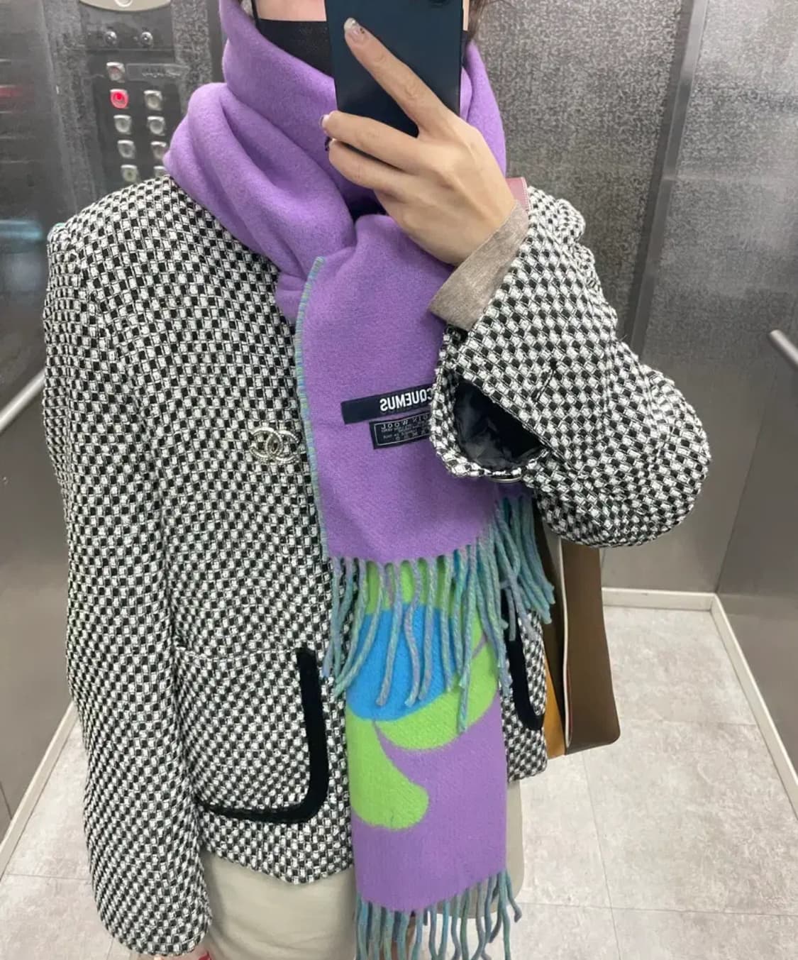 자크뮈스 리버시블 플라워 파워 스카프 머플러 퍼플 블루 상품이미지1