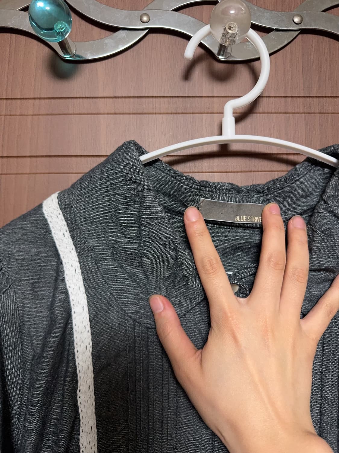 모리걸 하구미 일본 빈티지 둥근카라 홍콩 블라우스 원피스 목폴라 세트 상품이미지4