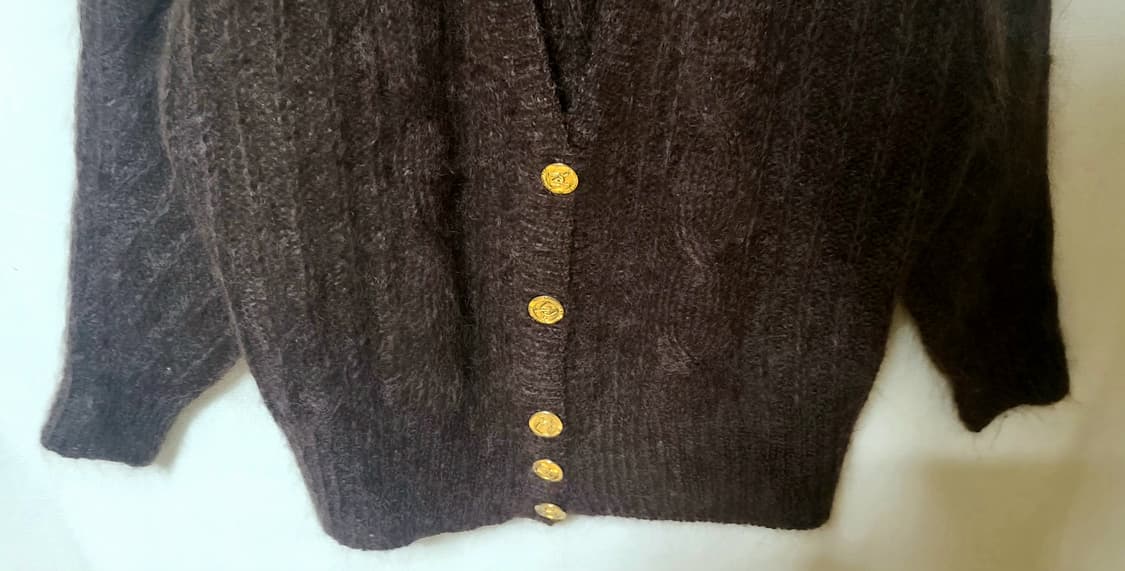 Ca gaze 브라운 100% 모헤어 울 가디건 M 상품이미지5