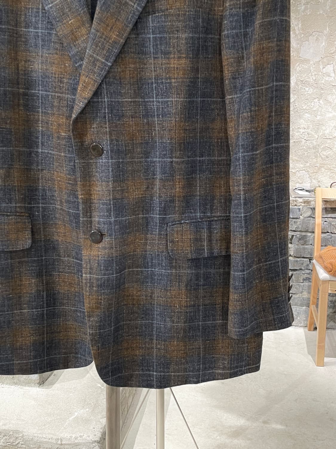 이브 생로랑 뿌르 옴므 체크 실크 린넨 2B 블레이저 상품이미지5