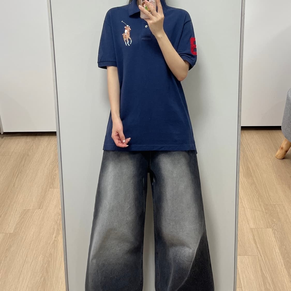 폴로 랄프로렌 빅포니 네이비 카라 반팔 티셔츠 상품이미지1