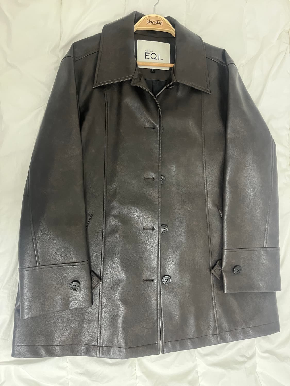 에센셜 바이 이큐엘 a-line leather jacket(다크브라운 S 상품이미지3