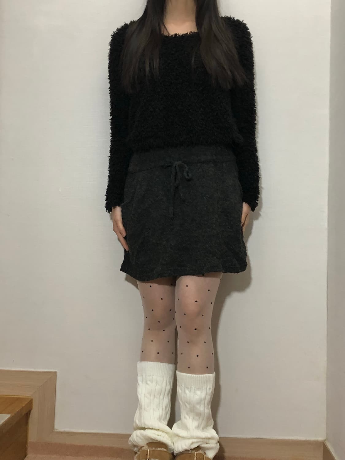 빈티지 블랙 앤 그레이 퍼 원피스 상품이미지3