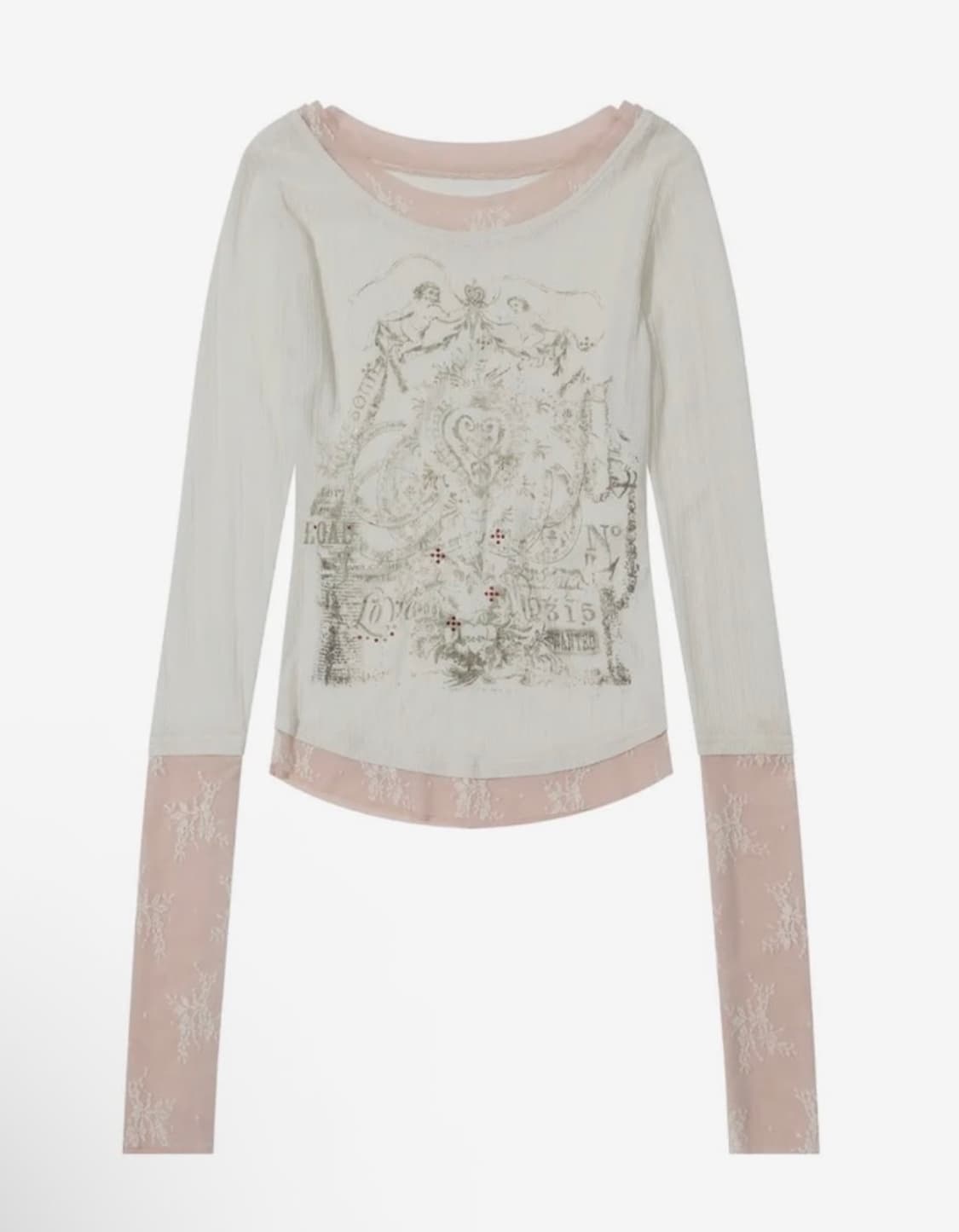 스컬프터 Triple Lace Layered Tee Ivory 상품이미지1