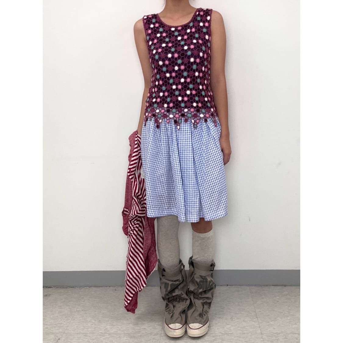 빈티지 핑크 크로셰 슬리브리스 상품이미지2