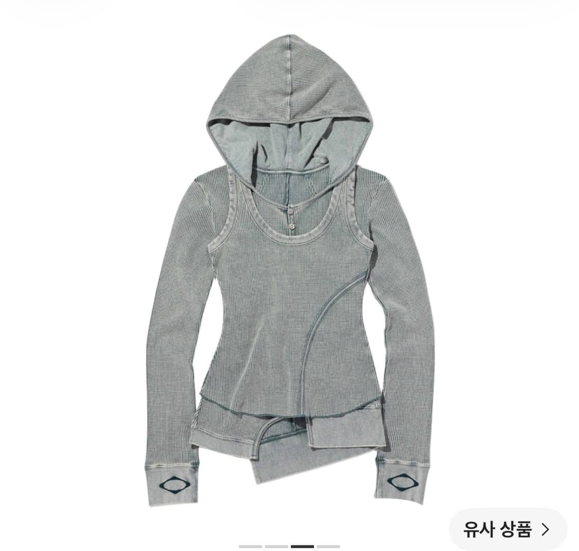 미스치프 레이어드 와플 후드 세트 블리치드 카키 상품이미지2