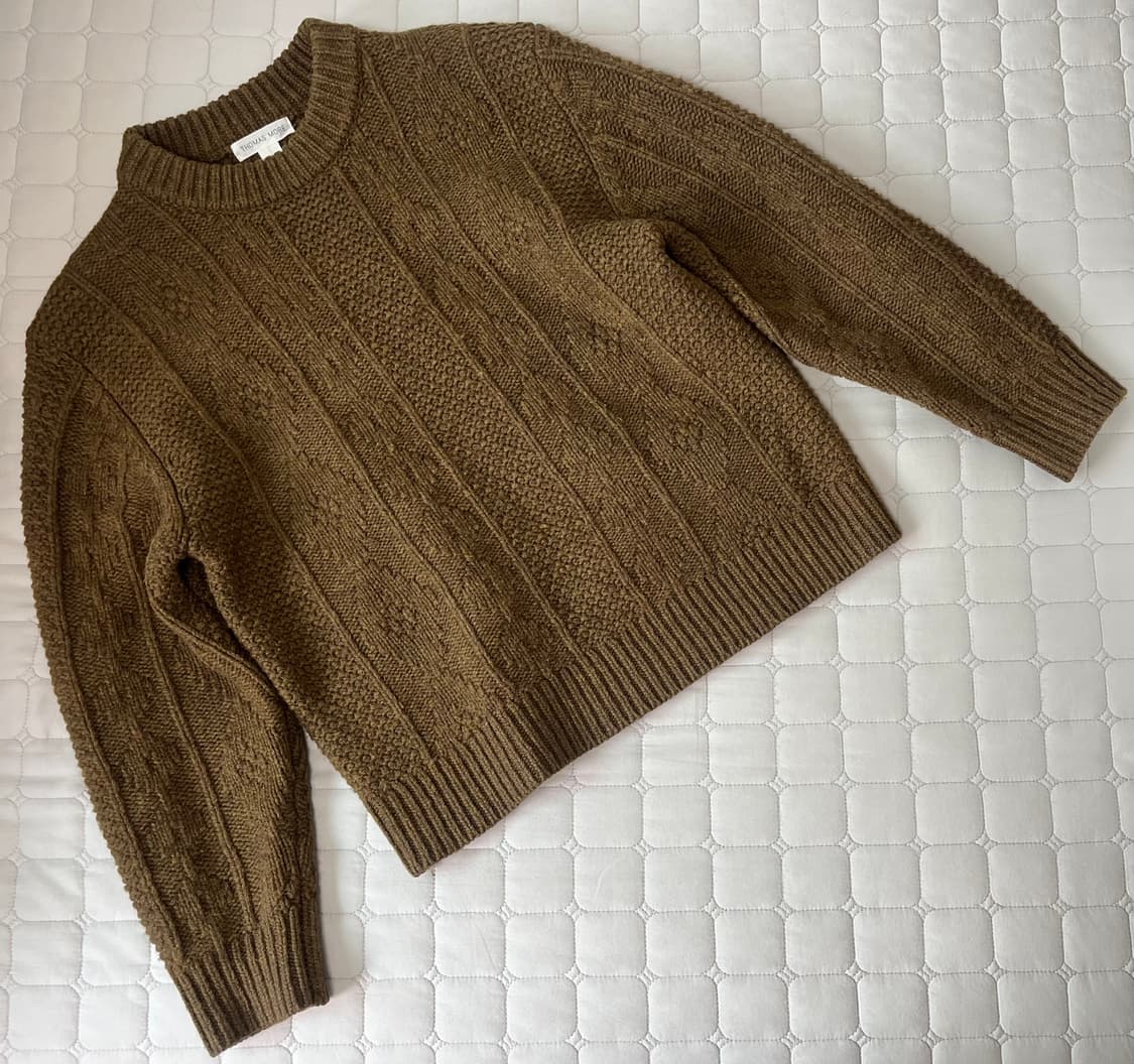 토마스모어 케이블 니트 오크 브라운 XL 상품이미지1